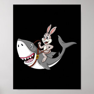 Affiche Rabbit équitation requin Pâques Fun Boys Girls Kid