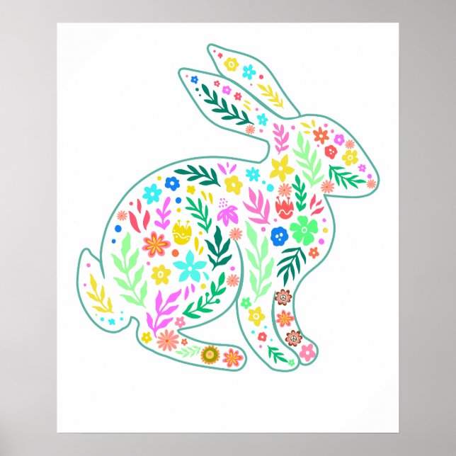 Affiche rabbit flower, retro, vintage (Devant)