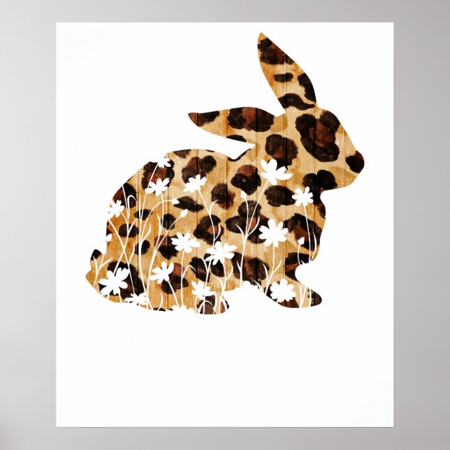 Affiche rabbit lepard flower, retro, vintage (Devant)