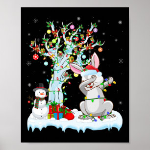 Affiche Rabbit Lights Xmas Tree Dabbing Rabbit Chris