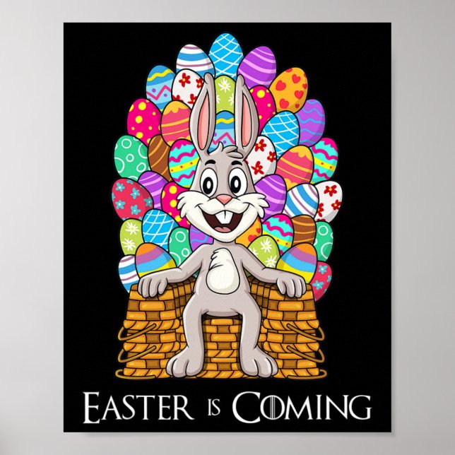 Affiche Rabbit Pâques Panier Oeuf Trône Amusants Garçons F (Devant)