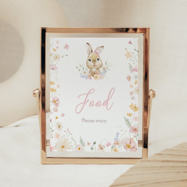 Affiche Rabbit Plutôt Baby shower Nourriture (Somebunny Rabbit Baby Shower Food Sign)
