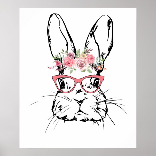 Affiche rabbit rose, retro, vintage (Devant)