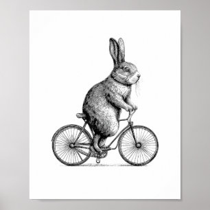 Affiche Rabbit Sur Un Vélo Bunny Vélo Vélos Hommes W