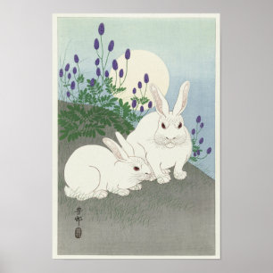 Affiche Rabbits at Full Moon by Ohara Koson