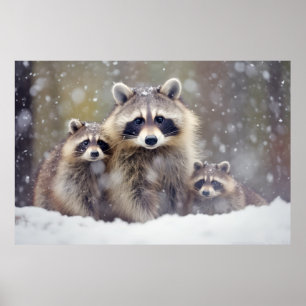 Affiche Raccoon Animal Famille errant Nature