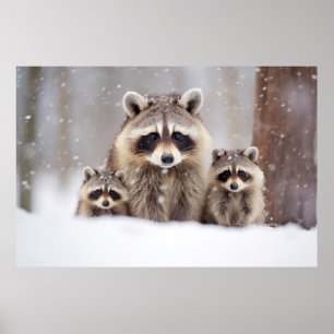 Affiche Raccoon Animal Famille errant Nature