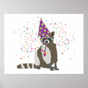 Affiche Raccoon - Animaux ayant une fête