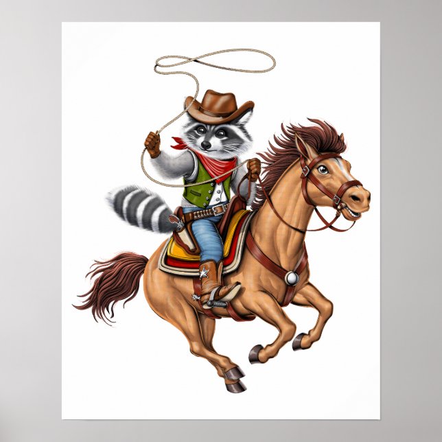 Affiche Raccoon Cowboy Rodeo (Devant)