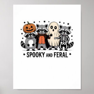 Affiche Raccoon d'Halloween éffrayant et Feral Funny