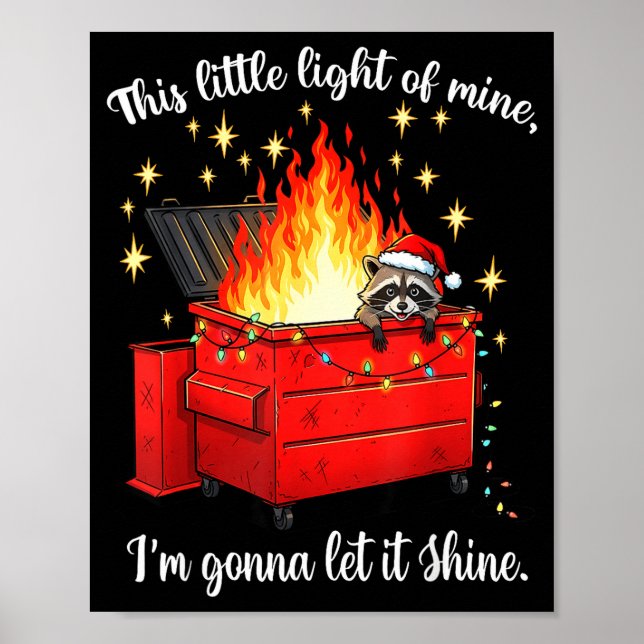 Affiche Raccoon Dumpster Fire Christmas Lights Funny Racco (Devant)
