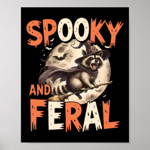 Affiche Raccoon éffrayant Et Feral Halloween Drôle Hallowe
