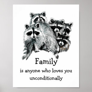 Affiche Raccoon Family Friends Love Quote Christmas