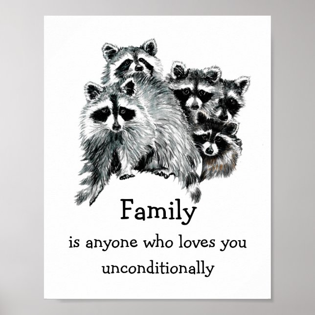 Affiche Raccoon Family Friends Love Quote Christmas (Devant)