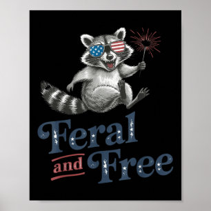 Affiche Raccoon Feral Et Free, Raccoon Funny 4 juillet