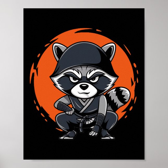 Affiche Raccoon Funny Karate Design Costume Animaux (Devant)