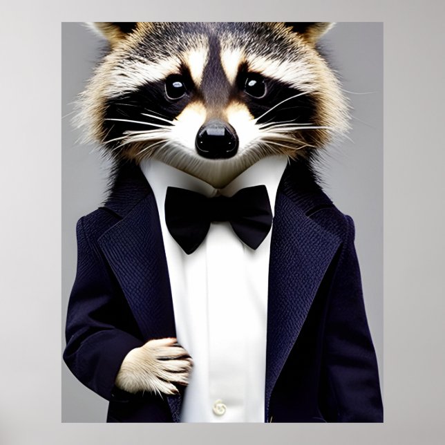 Affiche Raccoon Gentleman en costume (Devant)