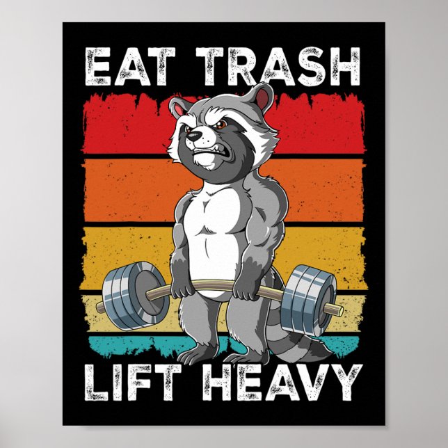 Affiche Raccoon Gym Weight Training Manger Trash Lift Heav (Devant)