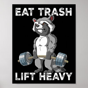 Affiche Raccoon Gym Weight Training Manger Trash Lift Lour