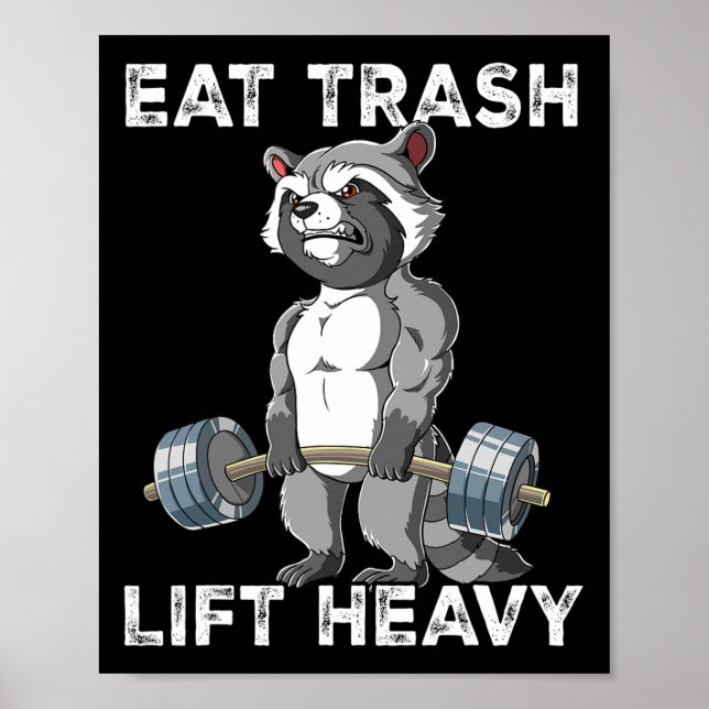 Affiche Raccoon Gym Weight Training Manger Trash Lift Lour (Devant)