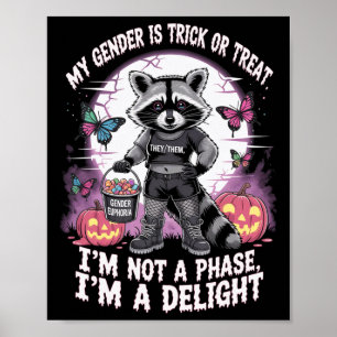 Affiche Raccoon Halloween non binaire Pronouns pas une pha