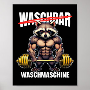 Affiche Raccoon Lave Machine Bodybuilding Fitness Gym