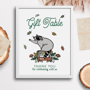 Affiche Raccoon Livre Thématique Table cadeau de fête Sign