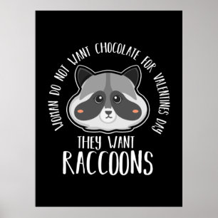 Affiche Raccoon Lover Raccoon pour la Saint Valentin