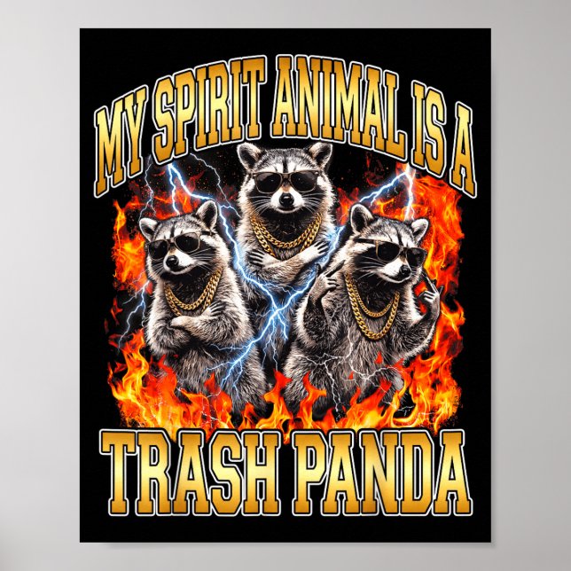 Affiche Raccoon My Srit Animal Is A Trash Panda Funny Boot (Devant)