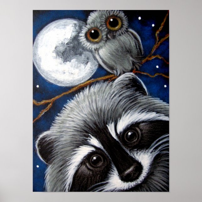 AFFICHE RACCOON & OWL DE NUIT (Devant)