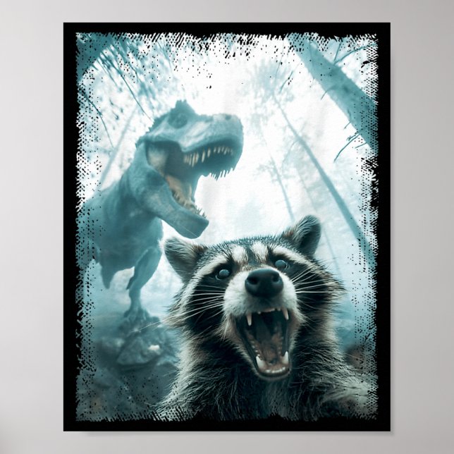 Affiche Raccoon Selfie With Tyrannosaurus T Rex Adventure  (Devant)
