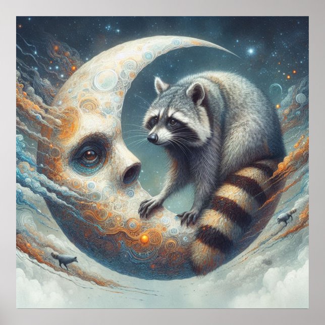 Affiche Raccoon sur la lune (Devant)