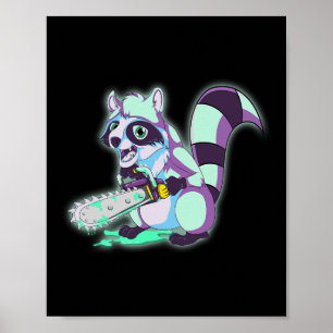 Affiche Raccoon Trash Panda Scary Vaporwave 80s Animal Spo