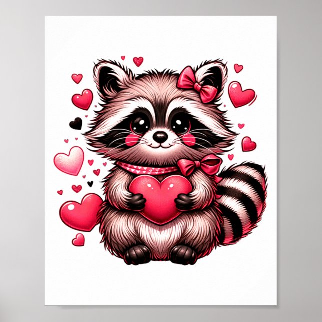 Affiche Raccoon Valentine Hearts  (Devant)