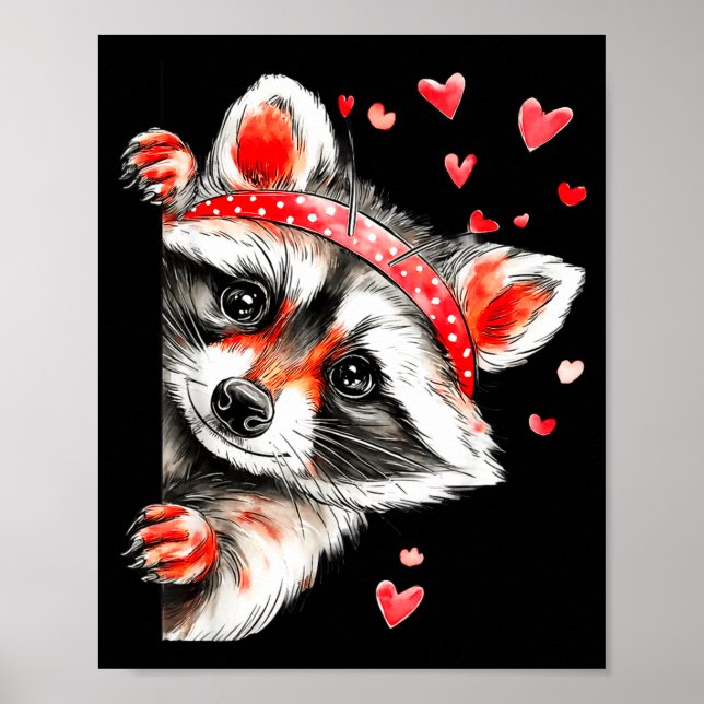 Affiche Raccoon Valentines Day Funny Feral Raccoon Love He (Devant)