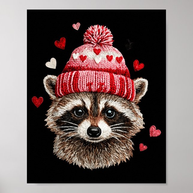 Affiche Raccoon Valentines Day Funny Feral Raccoon Love He (Devant)