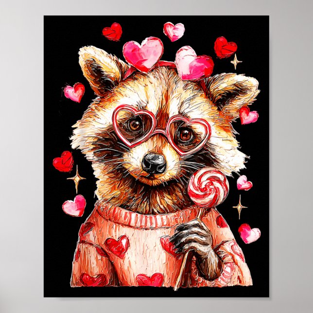Affiche Raccoon Valentines Day Funny Feral Raccoon Love He (Devant)