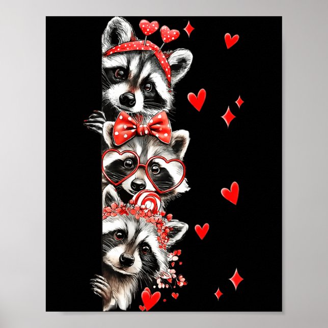 Affiche Raccoon Valentines Day Funny Feral Raccoon Love He (Devant)