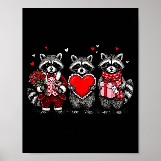 Affiche Raccoon Valentines Day Funny Feral Raccoon Love He (Devant)