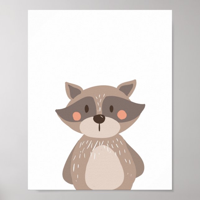 Affiche Raccoon Woodland Animal Nursery Wall Art Imprimer (Devant)