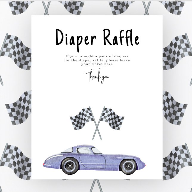 Affiche Race car baby shower Diaper Raffin jeu (Créateur téléchargé)