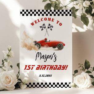 Affiche Race Car Red Racing Anniversaire de enfant Bienven