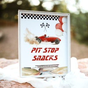 Affiche Race Car RedPit Stop Snacks Anniversaire fête