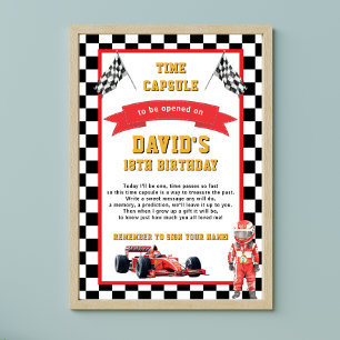 Affiche Race Car Thématique Anniversaire Temps Capsule Jeu