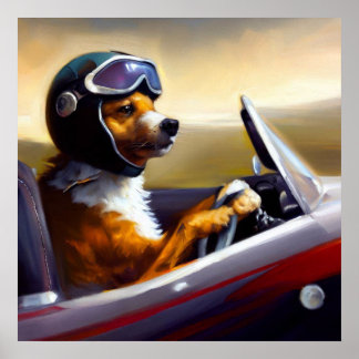 Affiche Racecar de conduite de chien