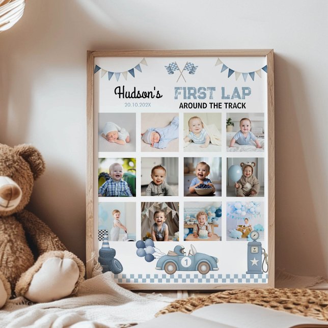 Affiche Racecar First Lap Around The Track Photo Milestone (Créateur téléchargé)
