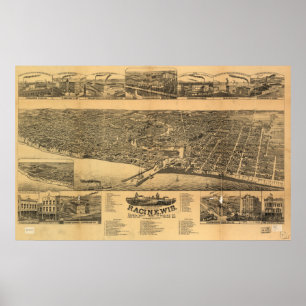 Affiche Racine WI 1883 Antique Panoramic Map
