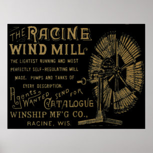 Affiche Racine Wind Mill Racine Wisconsin 1889
