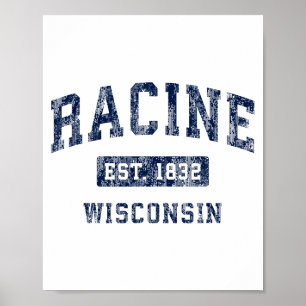 Affiche Racine Wisconsin Wi Vintage Établie Premium Tr