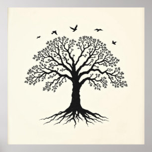 Affiche Racines de la sérénité : Arbre de vie Charbon Zen